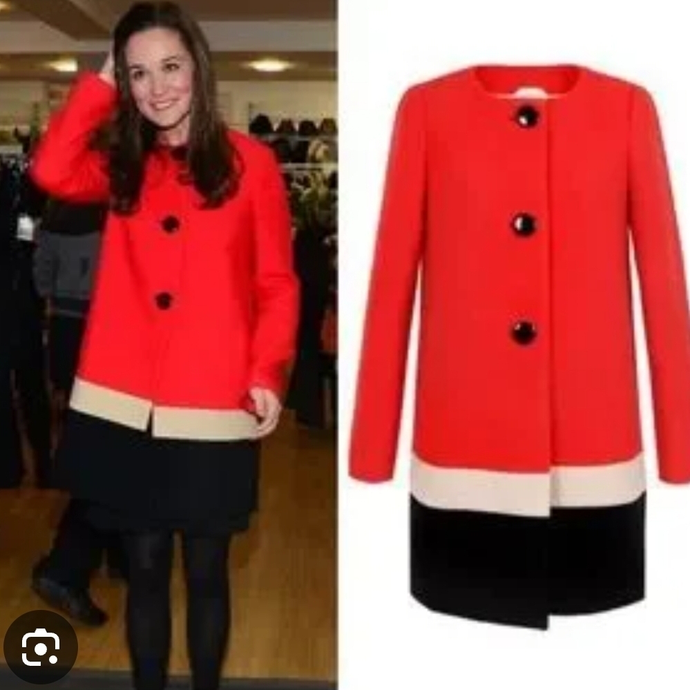 Kate Spade New York Garby Red And Black Colorblock Coat